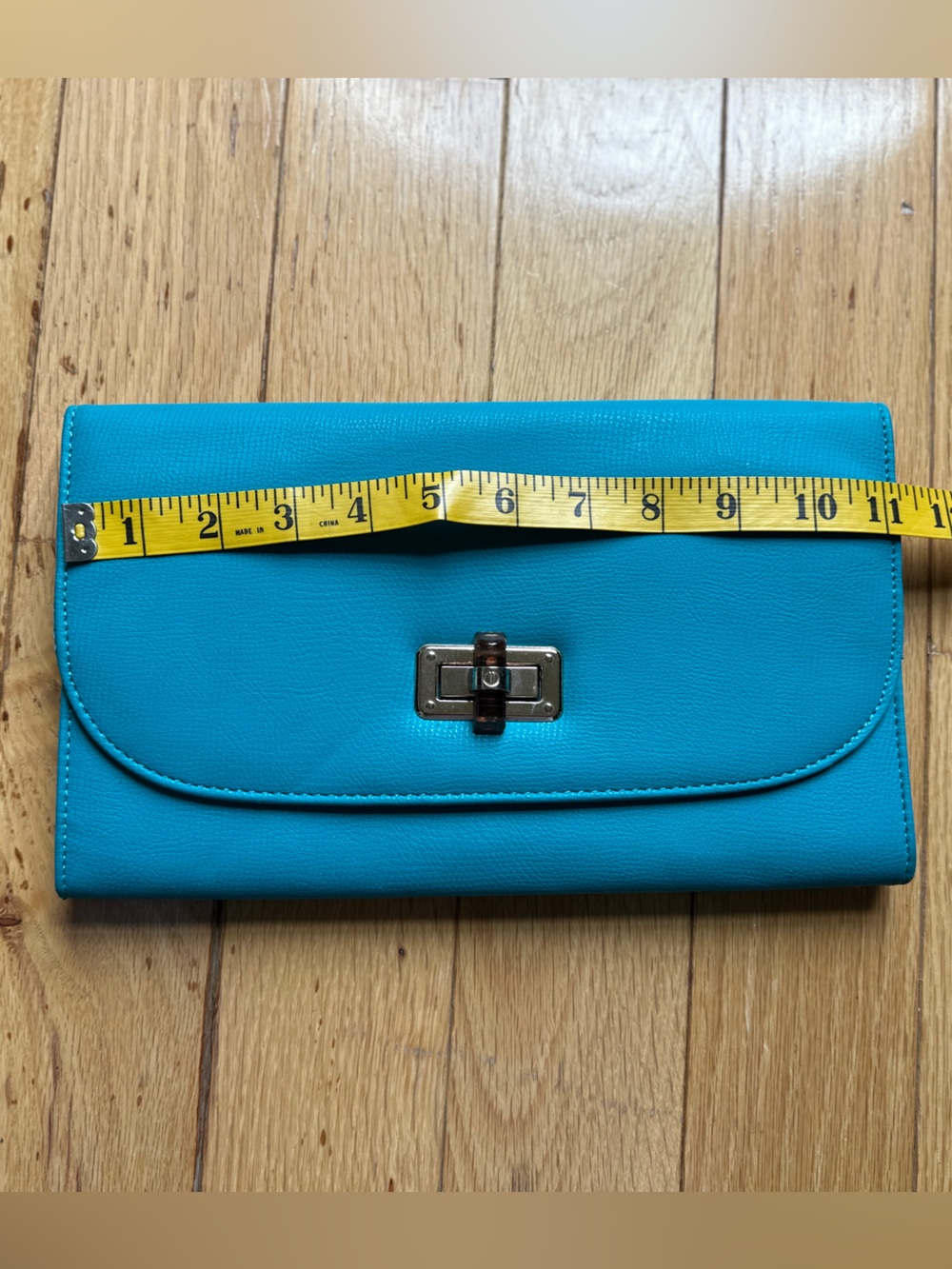 Women's Teal Clutch with Turn-Lock Closure